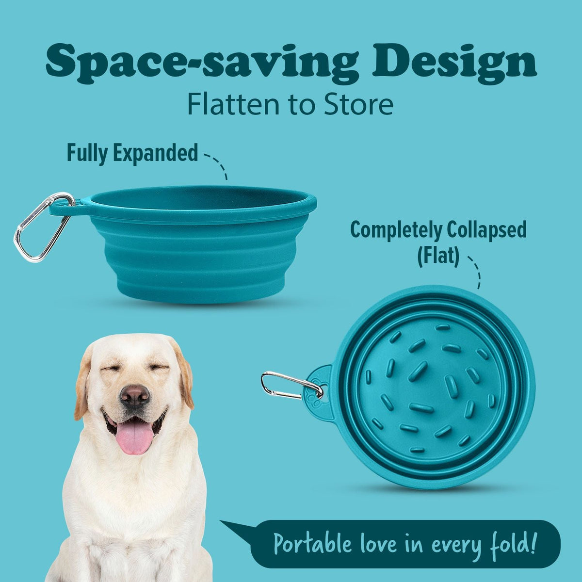 2-in-1 Slow-Feed Travel Dog Bowl & Lick Mat - Non-Slip
