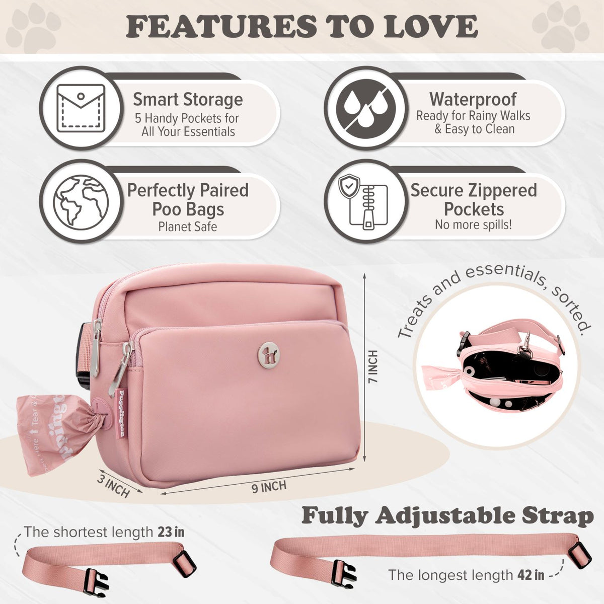 PRE-ORDER Puppington 3-in-1 Crossbody Dog Treat Pouch with Matching Poop Bags