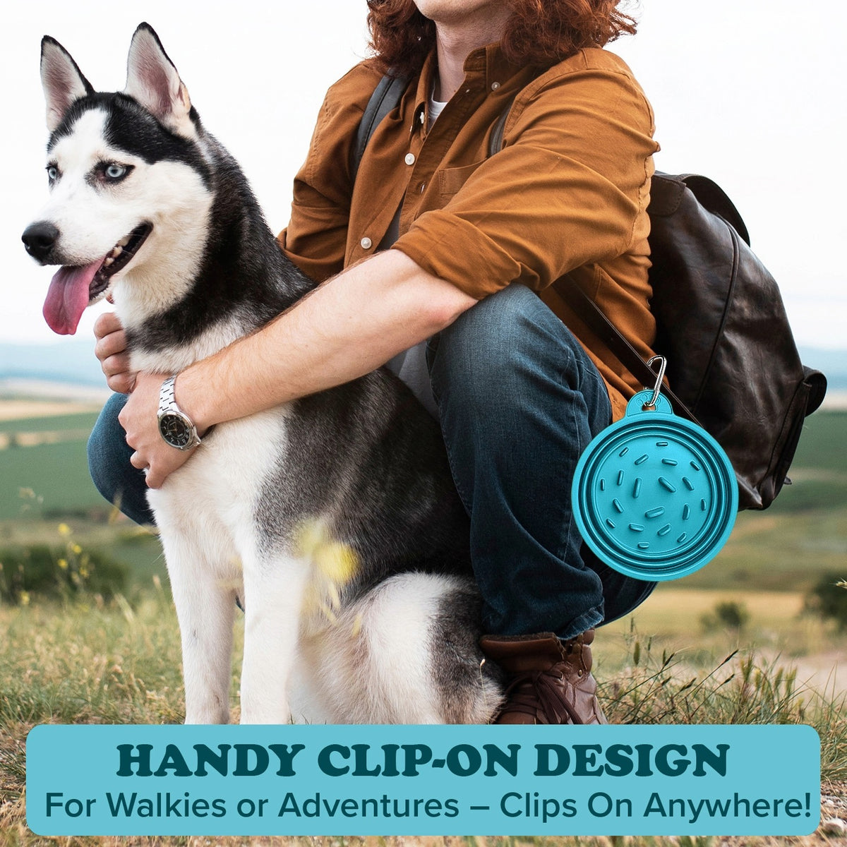 2-in-1 Slow-Feed Travel Dog Bowl & Lick Mat - Non-Slip